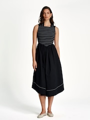 Ganni Black Washed Stretch Cotton Smock Midi Straps Dress - Image 1 of 5