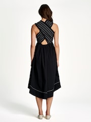 Ganni Black Washed Stretch Cotton Smock Midi Straps Dress - Image 2 of 5