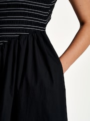 Ganni Black Washed Stretch Cotton Smock Midi Straps Dress - Image 3 of 5