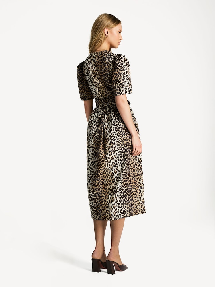Ganni Animal Washed Stretch Tie Strap Midi Dress - Image 2 of 7