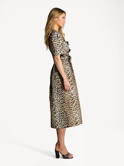 Ganni Animal Washed Stretch Tie Strap Midi Dress - Image 3 of 7