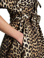 Ganni Animal Washed Stretch Tie Strap Midi Dress - Image 5 of 7