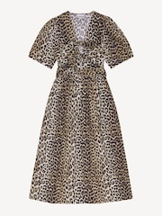 Ganni Animal Washed Stretch Tie Strap Midi Dress - Image 6 of 7