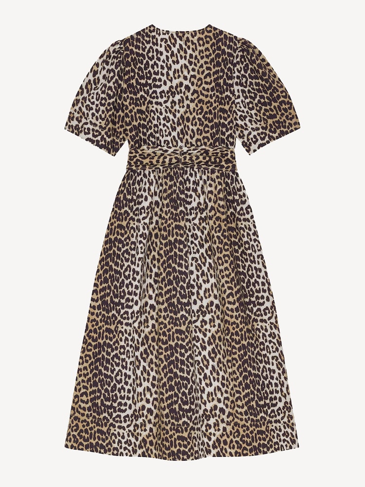 Ganni Animal Washed Stretch Tie Strap Midi Dress - Image 7 of 7