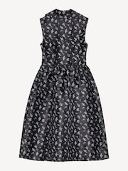 Ganni Black Floral Print Jacquard Midi Dress - Image 5 of 5