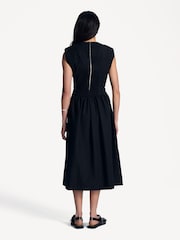 Ganni Black Heavy Cotton Tailoring Corset Midi Dress - Image 2 of 8