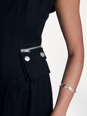 Ganni Black Heavy Cotton Tailoring Corset Midi Dress - Image 5 of 8