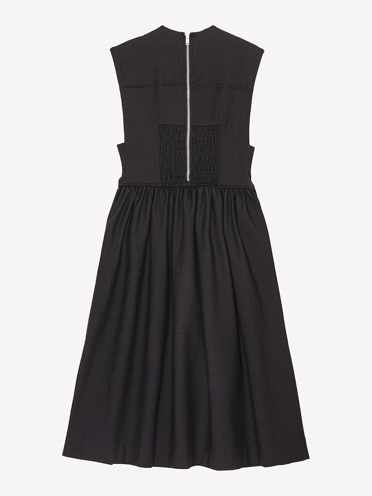 Ganni Black Heavy Cotton Tailoring Corset Midi Dress - Image 8 of 8 Ganni Black Heavy Cotton Tailoring Corset Midi Dress - Image 8 of 8