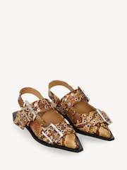 Ganni Animal Print Feminine Buckle Ballerinas - Image 2 of 3