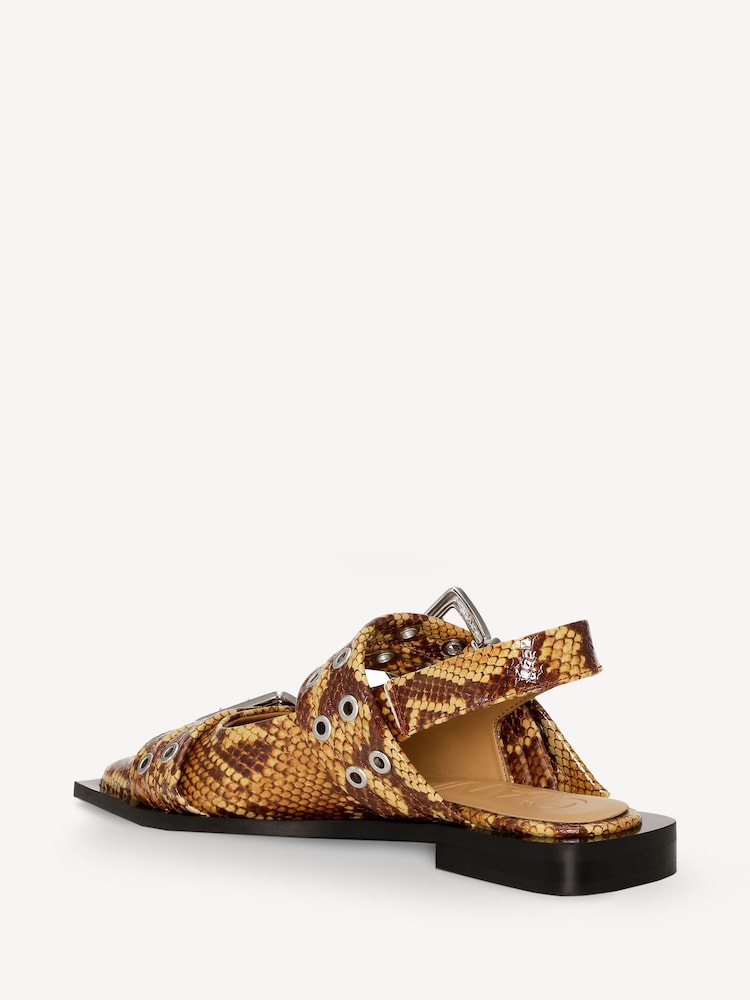 Ganni Animal Print Feminine Buckle Ballerinas - Image 3 of 3