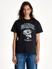 Ganni Black Basic Cotton Witch Relaxed T-Shirt - Image 1 of 5