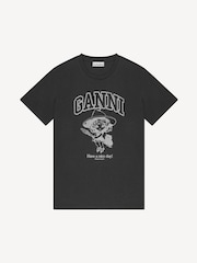 Ganni Black Basic Cotton Witch Relaxed T-Shirt - Image 4 of 5