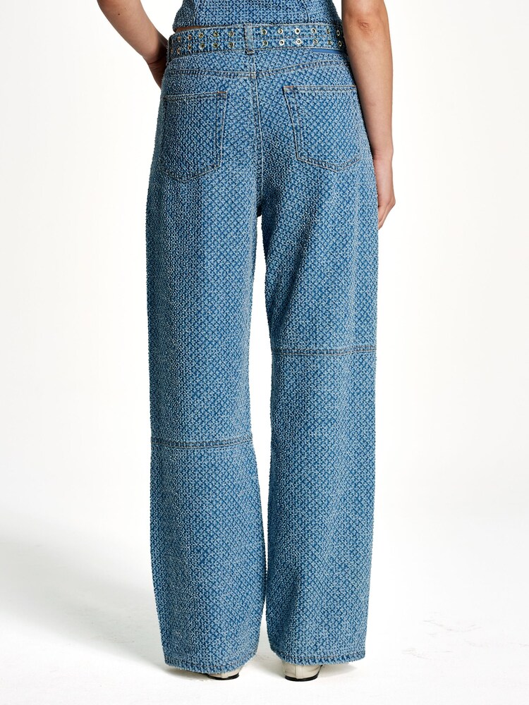 GANNI Blue Fluffy Denim Izey Belted Jeans - Image 2 of 5