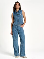 GANNI Blue Fluffy Denim Izey Belted Jeans - Image 3 of 5