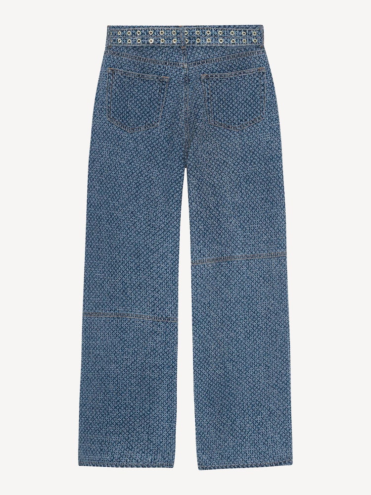 GANNI Blue Fluffy Denim Izey Belted Jeans - Image 5 of 5