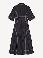 Ganni Black Poplin Long Shirt Dress - Image 6 of 6
