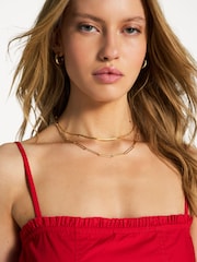Ganni Red Poplin Strap Long Dress - Image 4 of 5