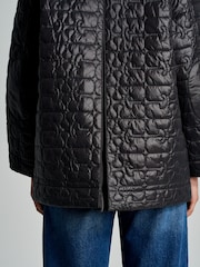 GANNI Black Shiny Quilt Midi Jacket - Image 13 of 15