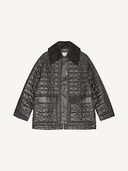 GANNI Black Shiny Quilt Midi Jacket - Image 15 of 15
