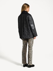GANNI Black Shiny Quilt Midi Jacket - Image 2 of 15