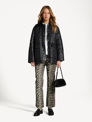 GANNI Black Shiny Quilt Midi Jacket - Image 4 of 15