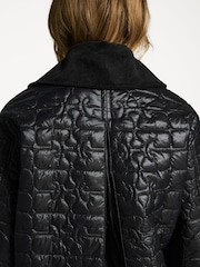 GANNI Black Shiny Quilt Midi Jacket - Image 6 of 15