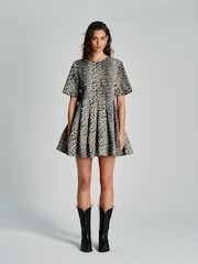 Ganni Animal Mini Cotton Tweed Dress - Image 6 of 8