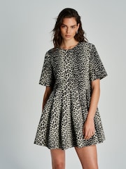 Ganni Animal Mini Cotton Tweed Dress - Image 8 of 8
