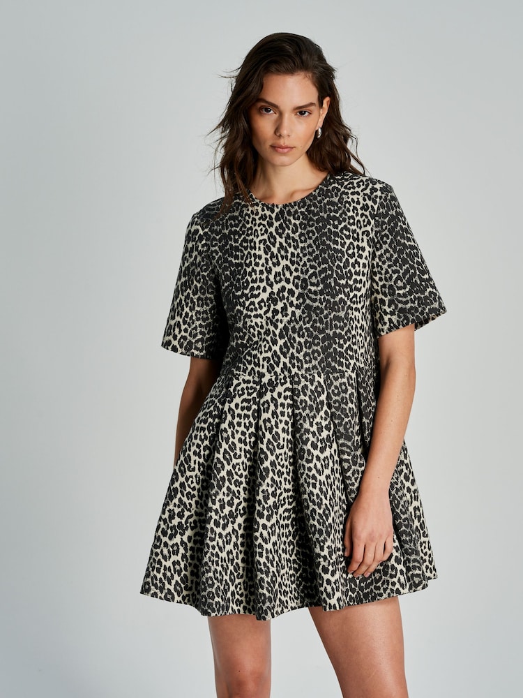 Ganni Animal Mini Cotton Tweed Dress - Image 8 of 8 Ganni Animal Mini Cotton Tweed Dress - Image 8 of 8