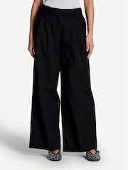 Ganni Black Mid Waist Loose Fit Pleat Trousers - Image 2 of 7