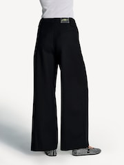 Ganni Black Mid Waist Loose Fit Pleat Trousers - Image 3 of 7
