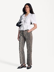 Ganni White Washed Stretch Cotton Tie Strap Blouse - Image 4 of 7