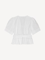 Ganni White Washed Stretch Cotton Tie Strap Blouse - Image 7 of 7