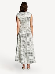 Ganni White Printed Double Satin Long Pocket Skirt - Image 2 of 6