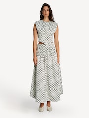 Ganni White Printed Double Satin Long Pocket Skirt - Image 3 of 6