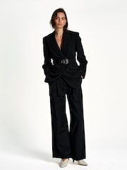 Ganni Black Bonded Crepe Blazer - Image 3 of 5