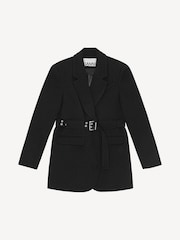Ganni Black Bonded Crepe Blazer - Image 4 of 5
