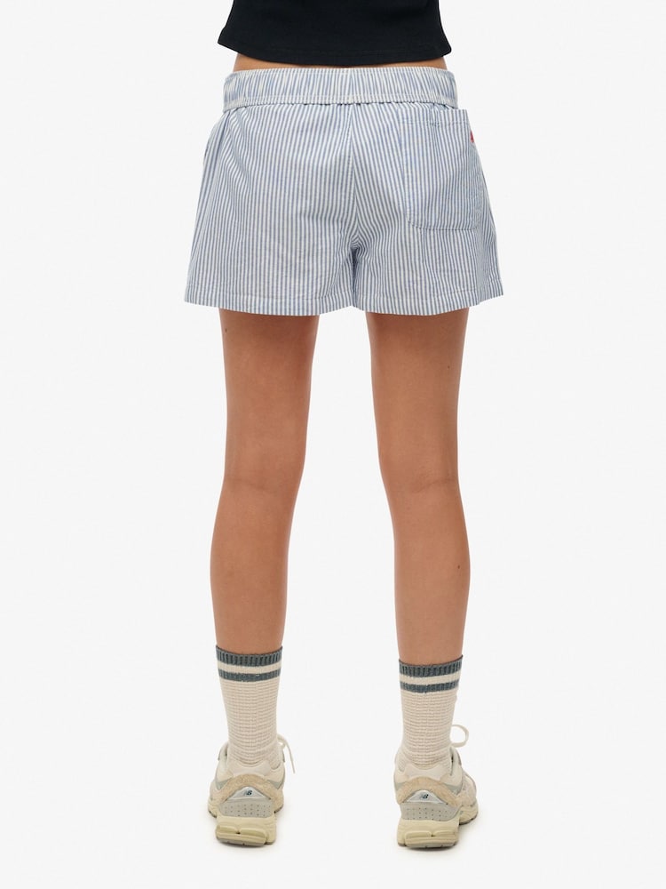 Superdry Light Blue Stripe Elastic 100% Cotton Shorts - Image 2 of 5