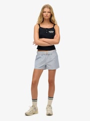 Superdry Light Blue Stripe Elastic 100% Cotton Shorts - Image 4 of 5