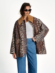 GANNI Animal Printed Canvas Midi Jacket - Image 1 of 7