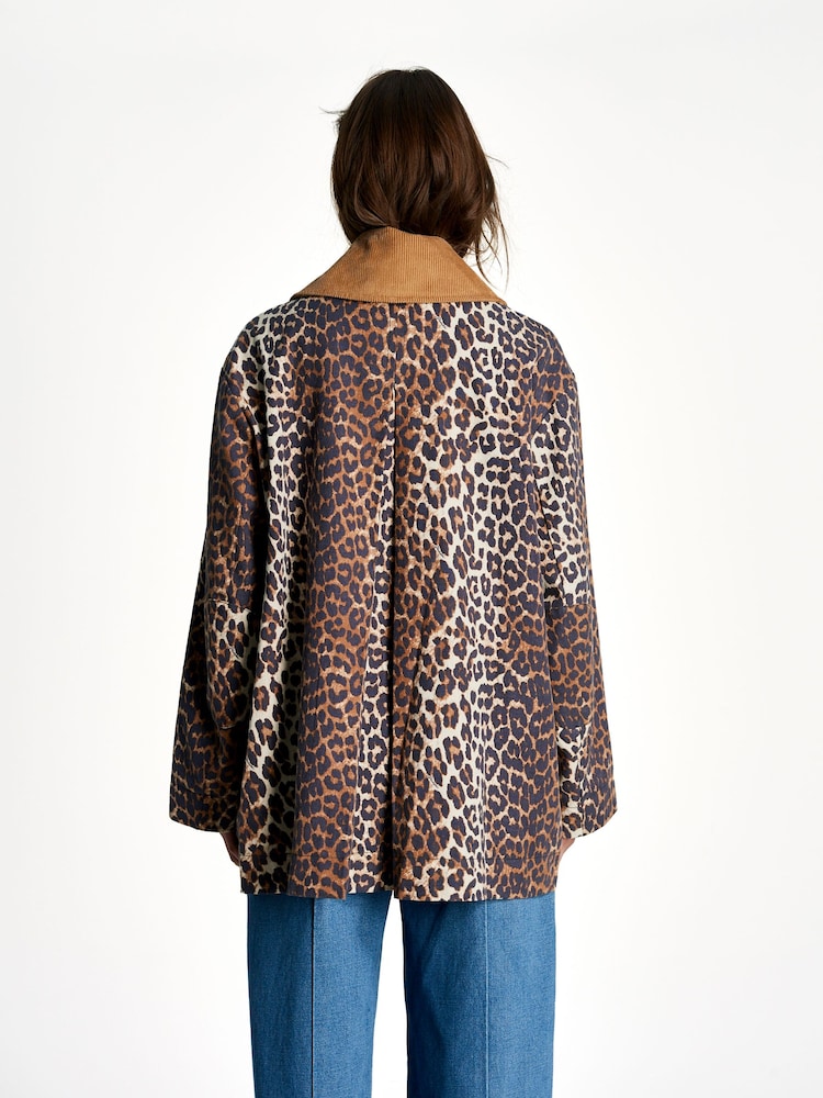 GANNI Animal Printed Canvas Midi Jacket - Image 2 of 7