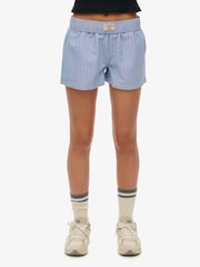 Superdry Blue/Pink Stripe Elastic 100% Cotton Shorts - Image 2 of 4