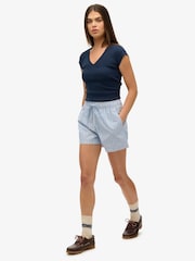 Superdry Blue/White Stripe Elastic 100% Cotton Shorts - Image 3 of 5