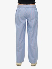 Superdry Blue/Pink Stripe Elastic 100% Cotton Trousers - Image 2 of 6