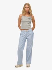 Superdry Blue/White Stripe Elastic 100% Cotton Trousers - Image 1 of 1
