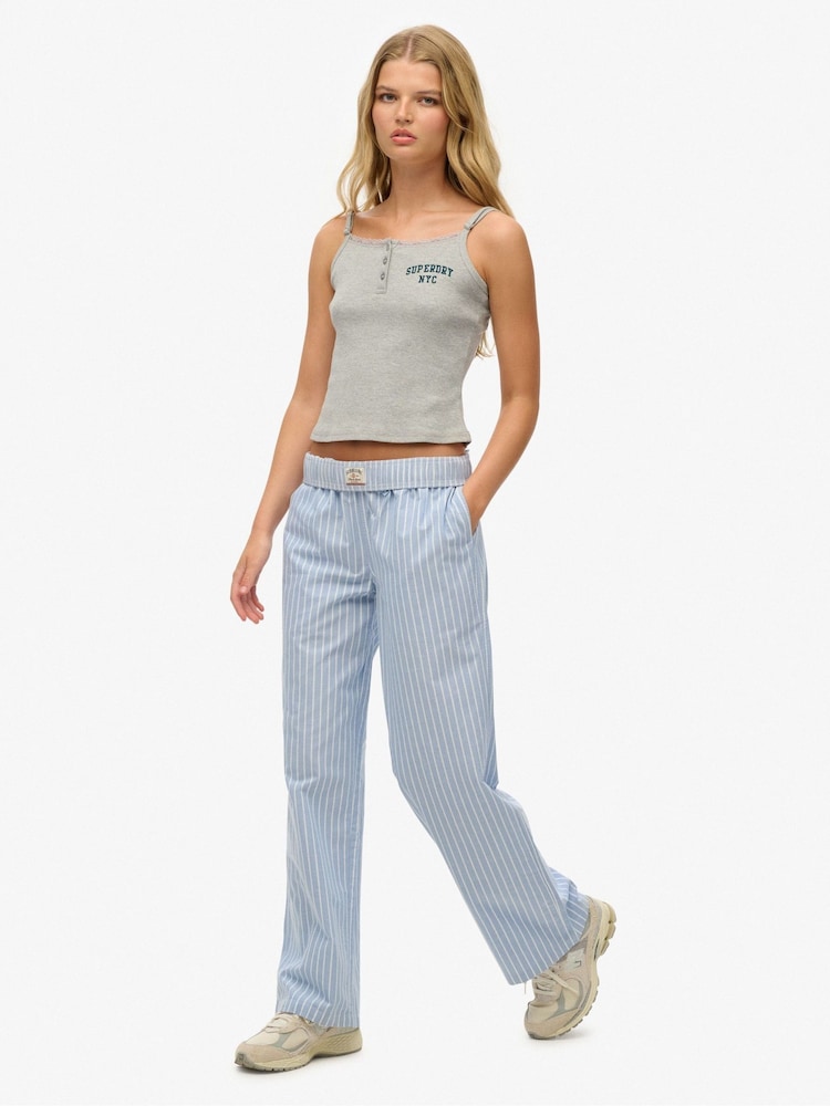 Azul/branco - Calças Superdry Stripe Elastic 100% algodão - Imagem 2 de 5