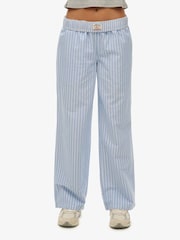 Azul/branco - Calças Superdry Stripe Elastic 100% algodão - Imagem 3 de 5