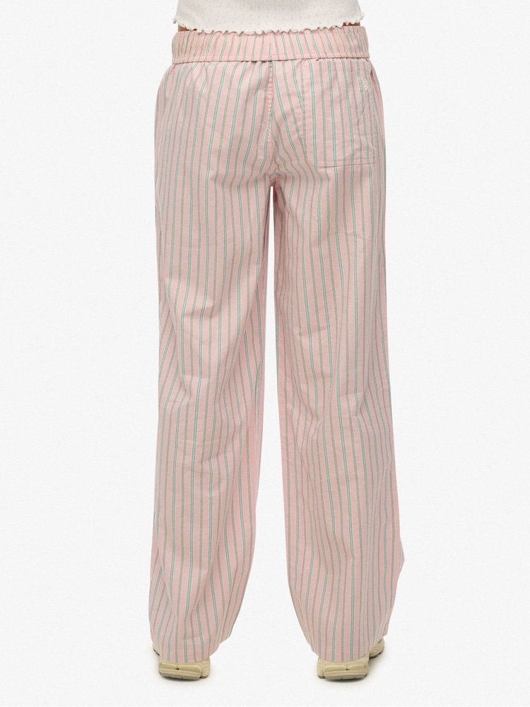 Розовый - Superdry Stripe Elastic 100% Cotton Trousers - Image 2 of 5