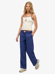 Superdry Navy Stripe Elastic 100% Cotton Trousers - Image 2 of 6