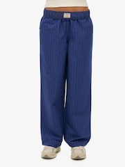 Superdry Navy Stripe Elastic 100% Cotton Trousers - Image 3 of 6